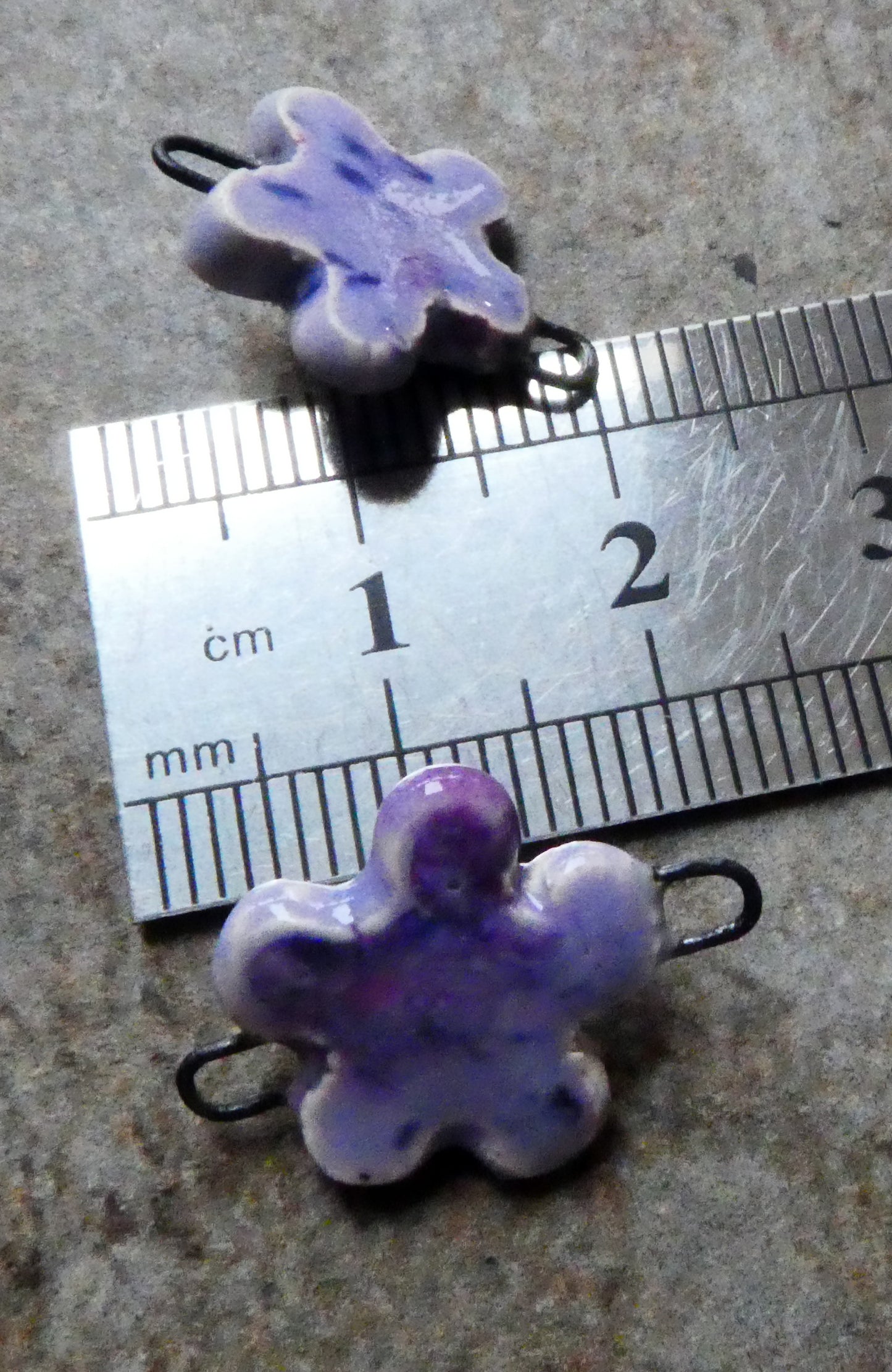 Ceramic Forget Me Not Earring Connectors - Purple Reign