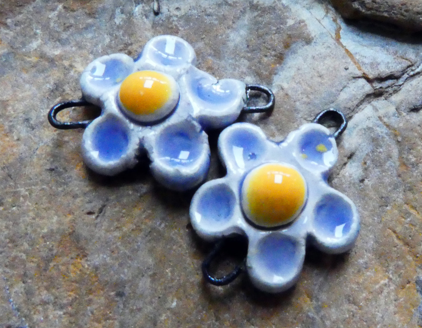 Ceramic Forget Me Not Earring Connectors - Peritwinkle