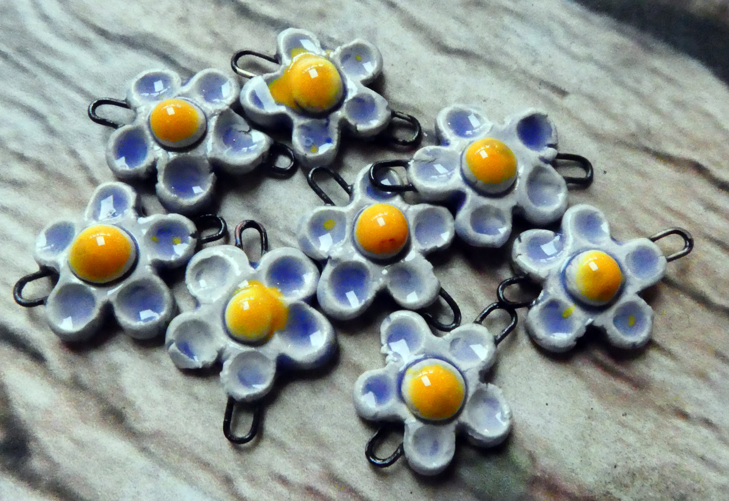 Ceramic Forget Me Not Earring Connectors - Peritwinkle