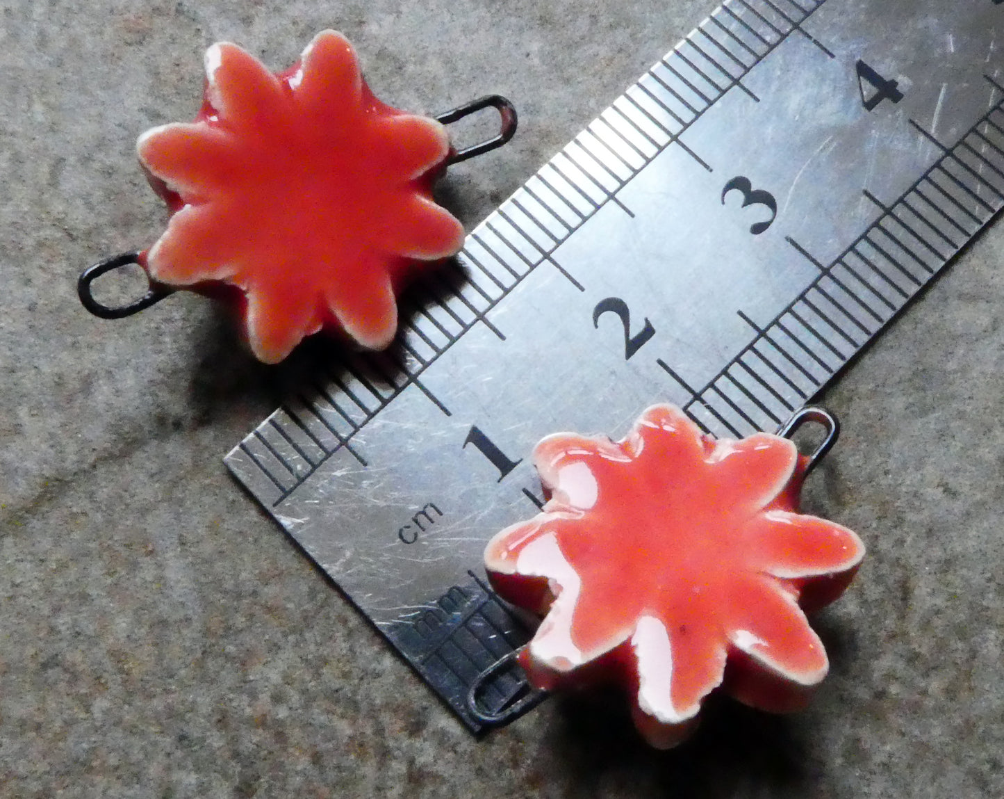 Ceramic Little Flower Earring Connectors - Watermelon