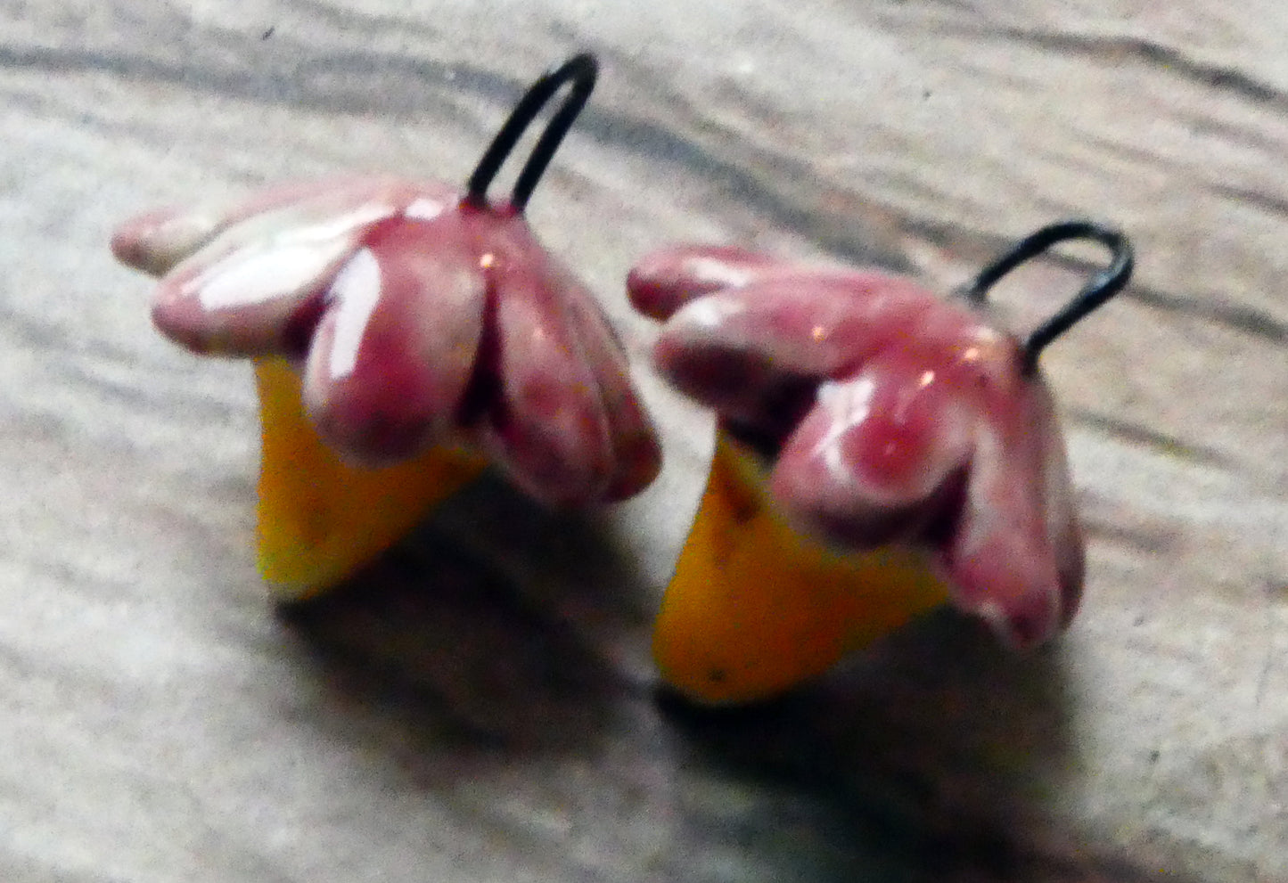 Ceramic Flower Bud Earring Charms - Tickled Pink