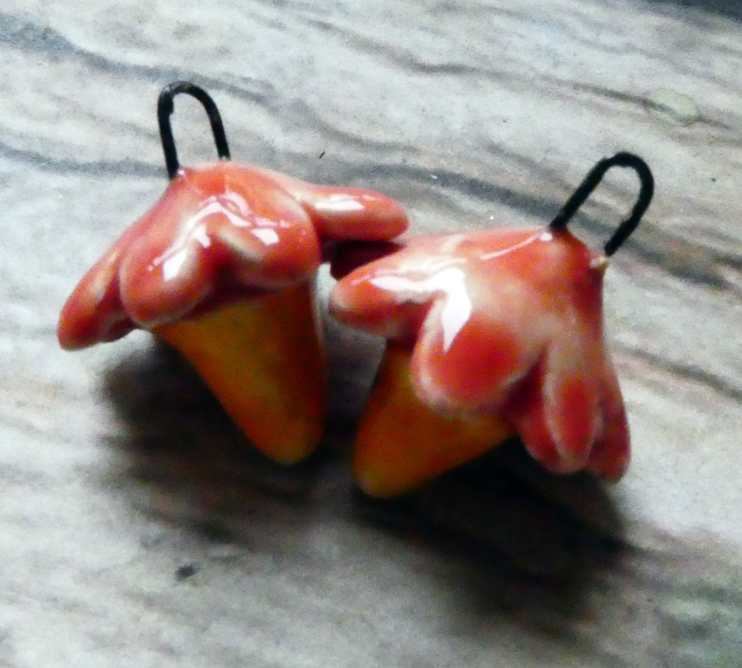 Ceramic Flower Bud Earring Charms - Watermelon