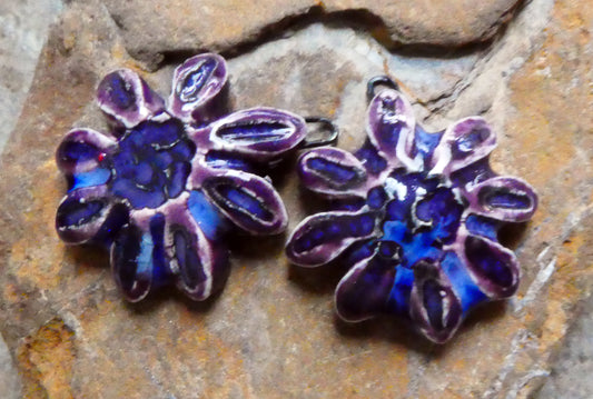 Ceramic Gazania Earring Charms - Royal Fantasy