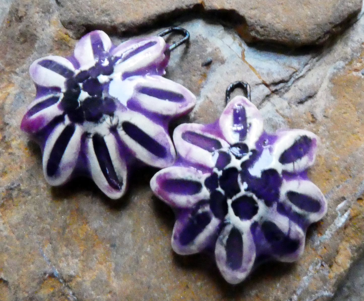 Ceramic Gazania Earring Charms - Bouncing Berry