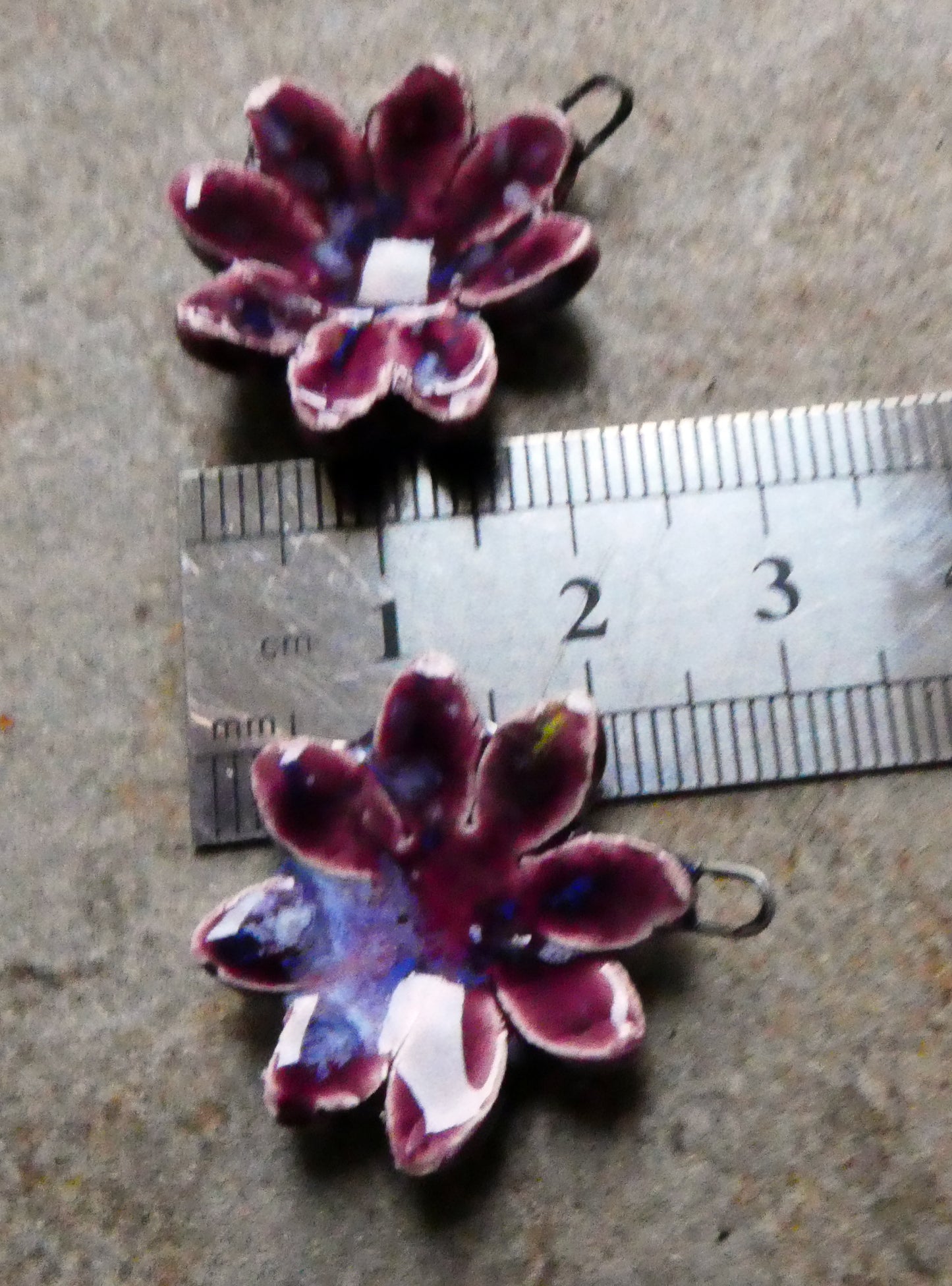 Ceramic Gazania Earring Charms - Plum Jelly