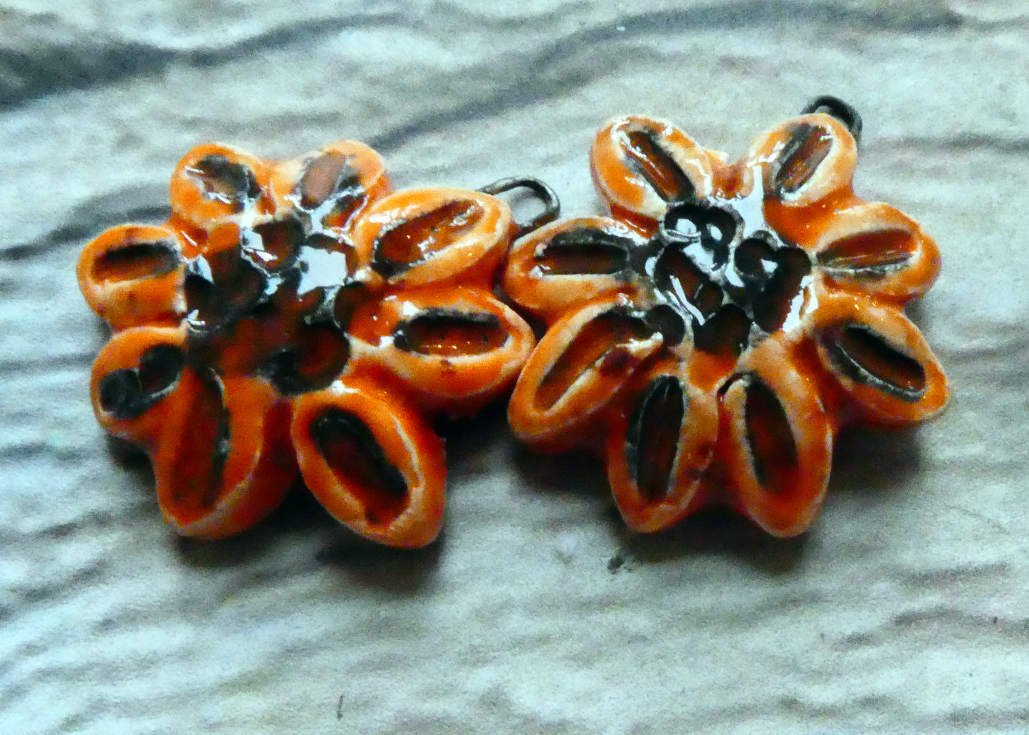 Ceramic Gazania Earring Charms - Wildfire