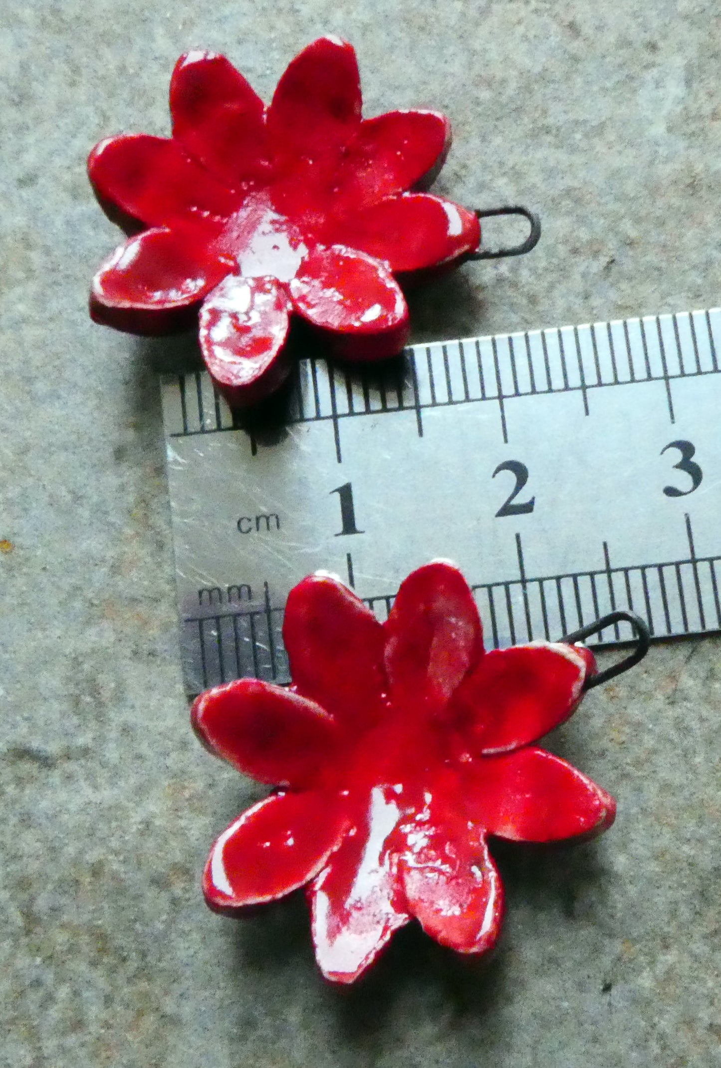 Ceramic Gazania Earring Charms - Red