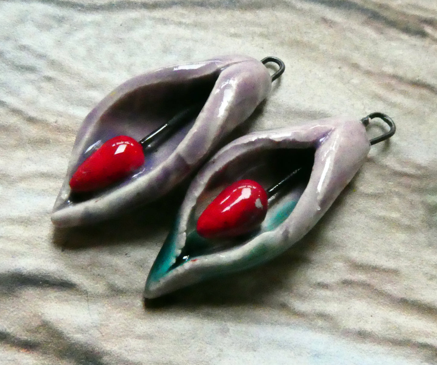 Ceramic Scoopy Flower Earring Charms - Royal Amethyst