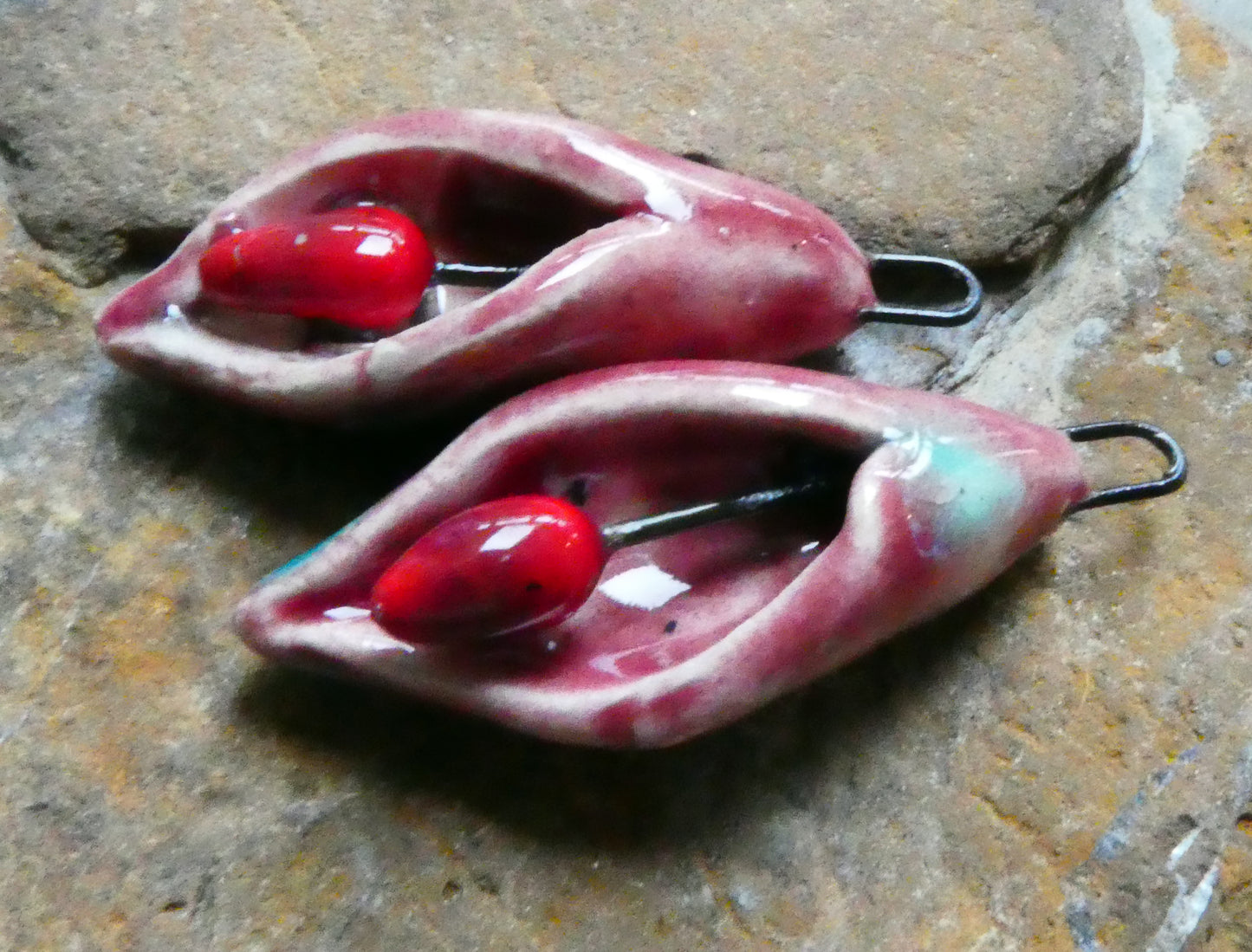 Ceramic Scoopy Flower Earring Charms - Berry Good