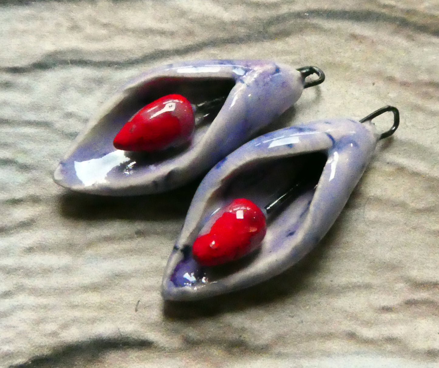 Ceramic Scoopy Flower Earring Charms - Purple Reign