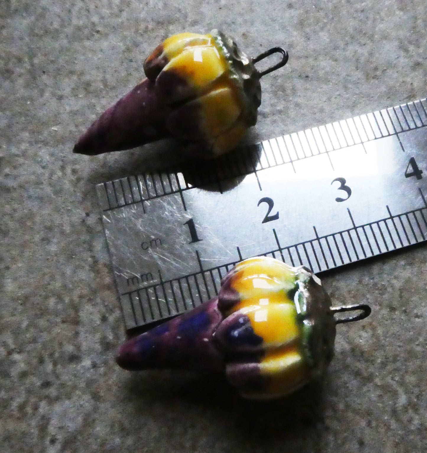 Ceramic Spiky Flower Earring Charms - Plum Jelly