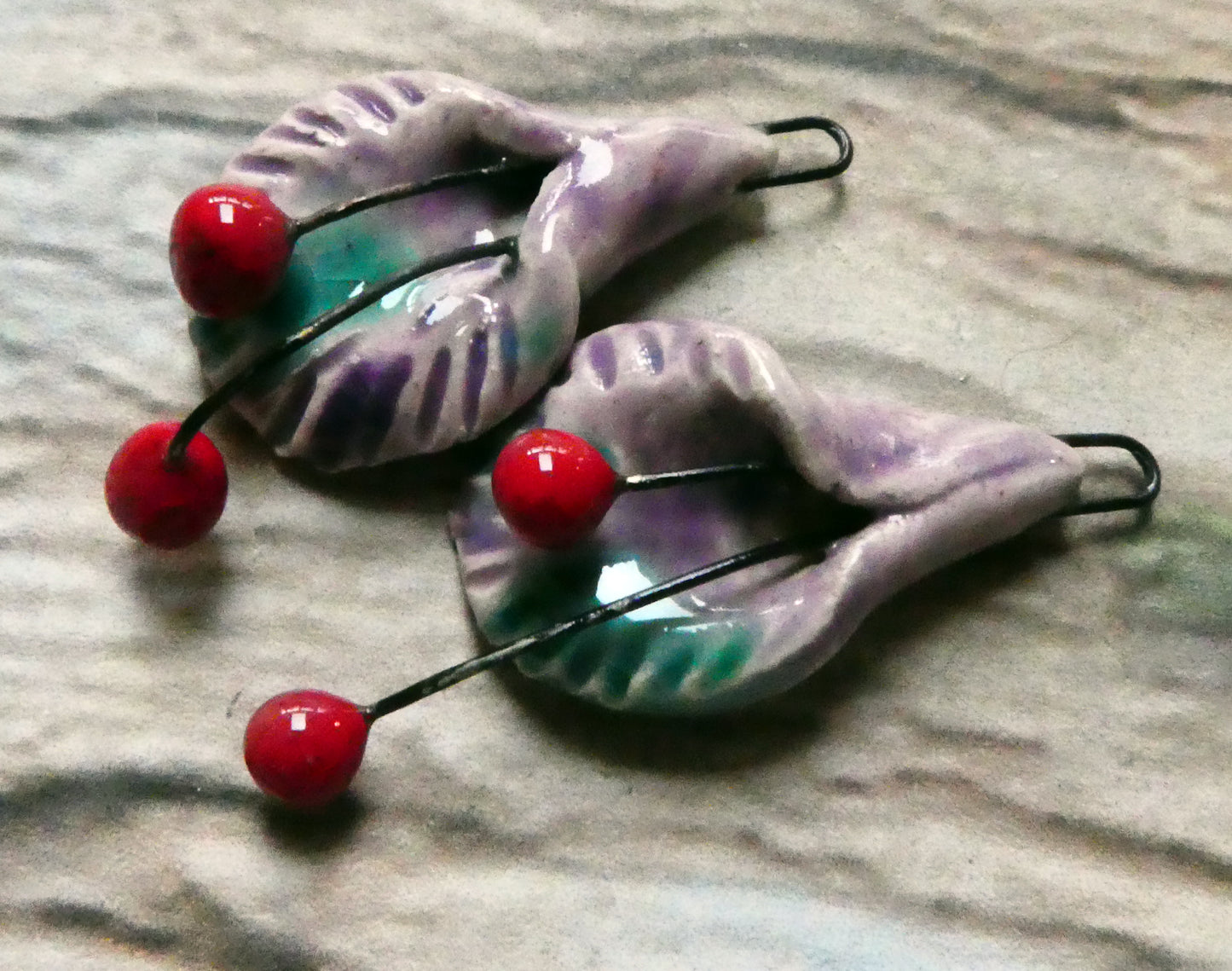 Ceramic Stamen Flower Earring Charms - Royal Amethyst