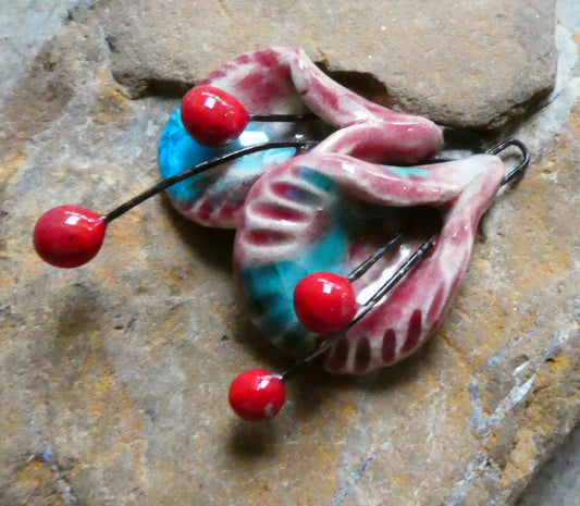 Ceramic Stamen Flower Earring Charms - Berry Good