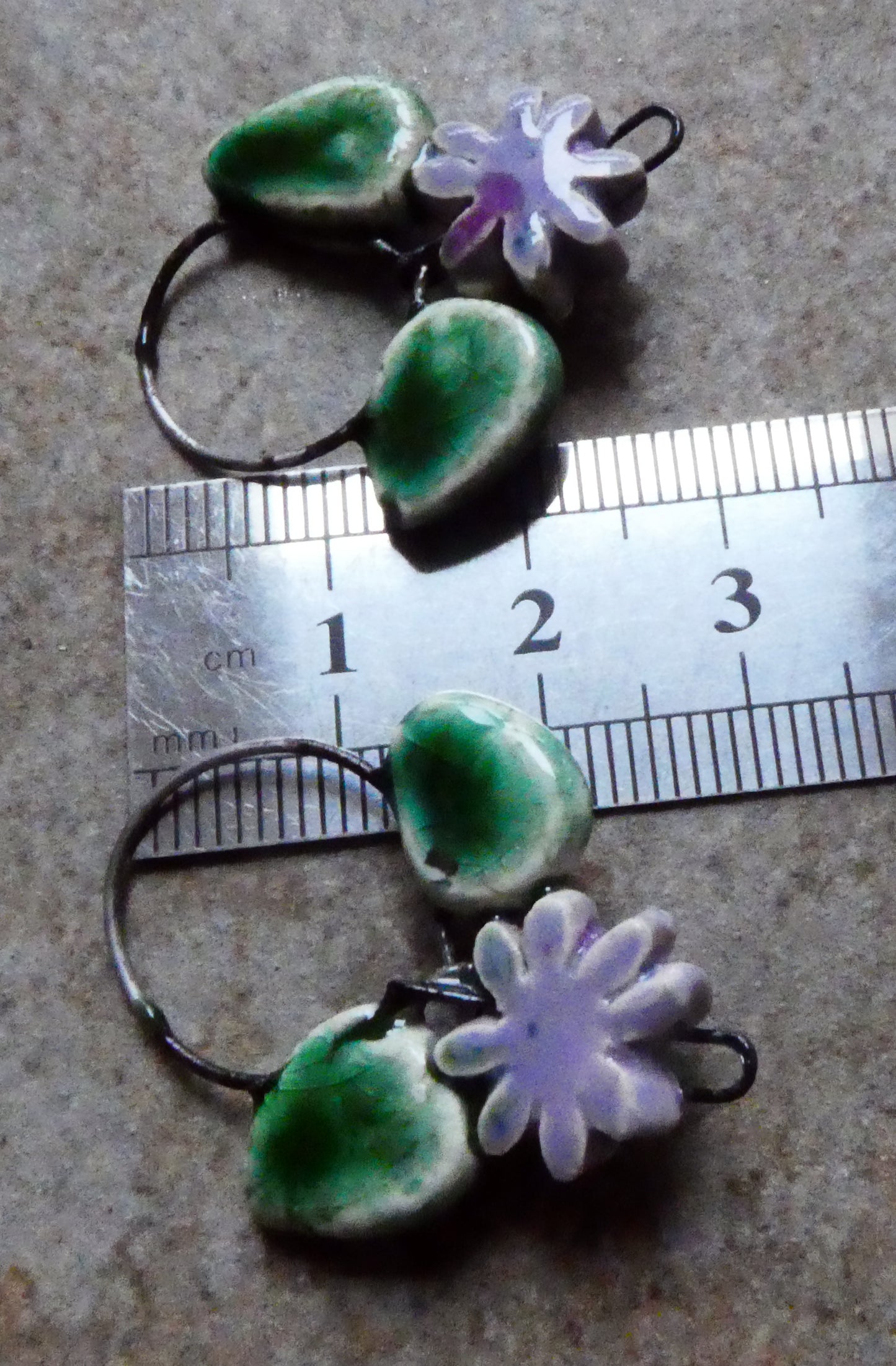 Ceramic Leaf and Flower Hoopy Earring Charms - Purple Reign