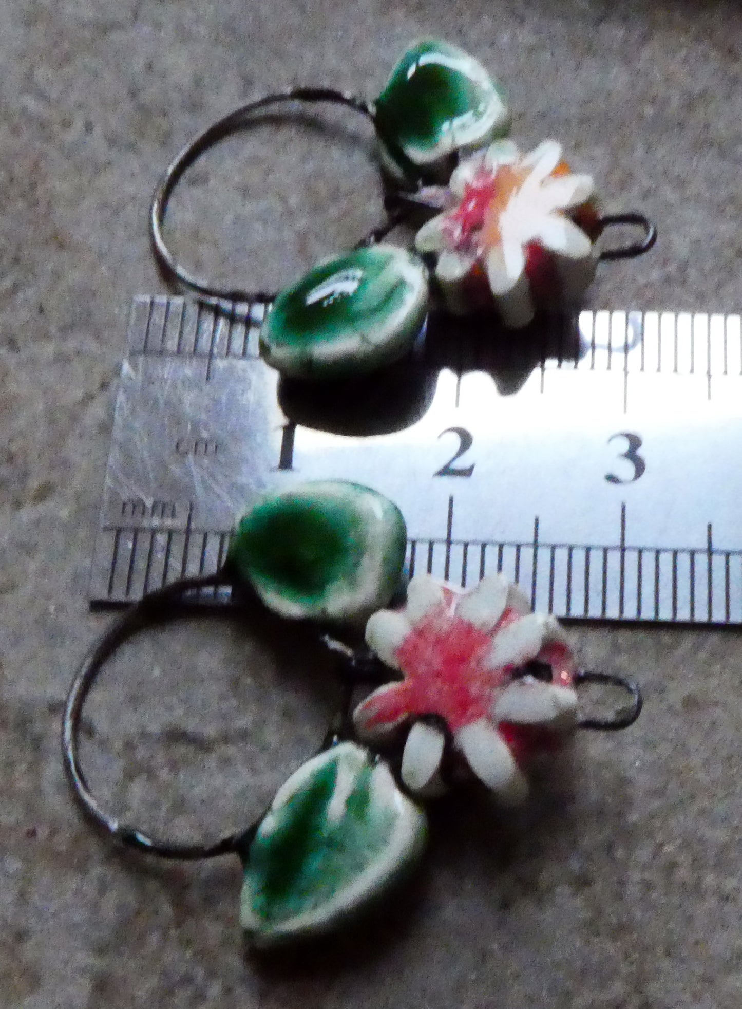 Ceramic Leaf and Flower Hoopy Earring Charms - Poppy Fields
