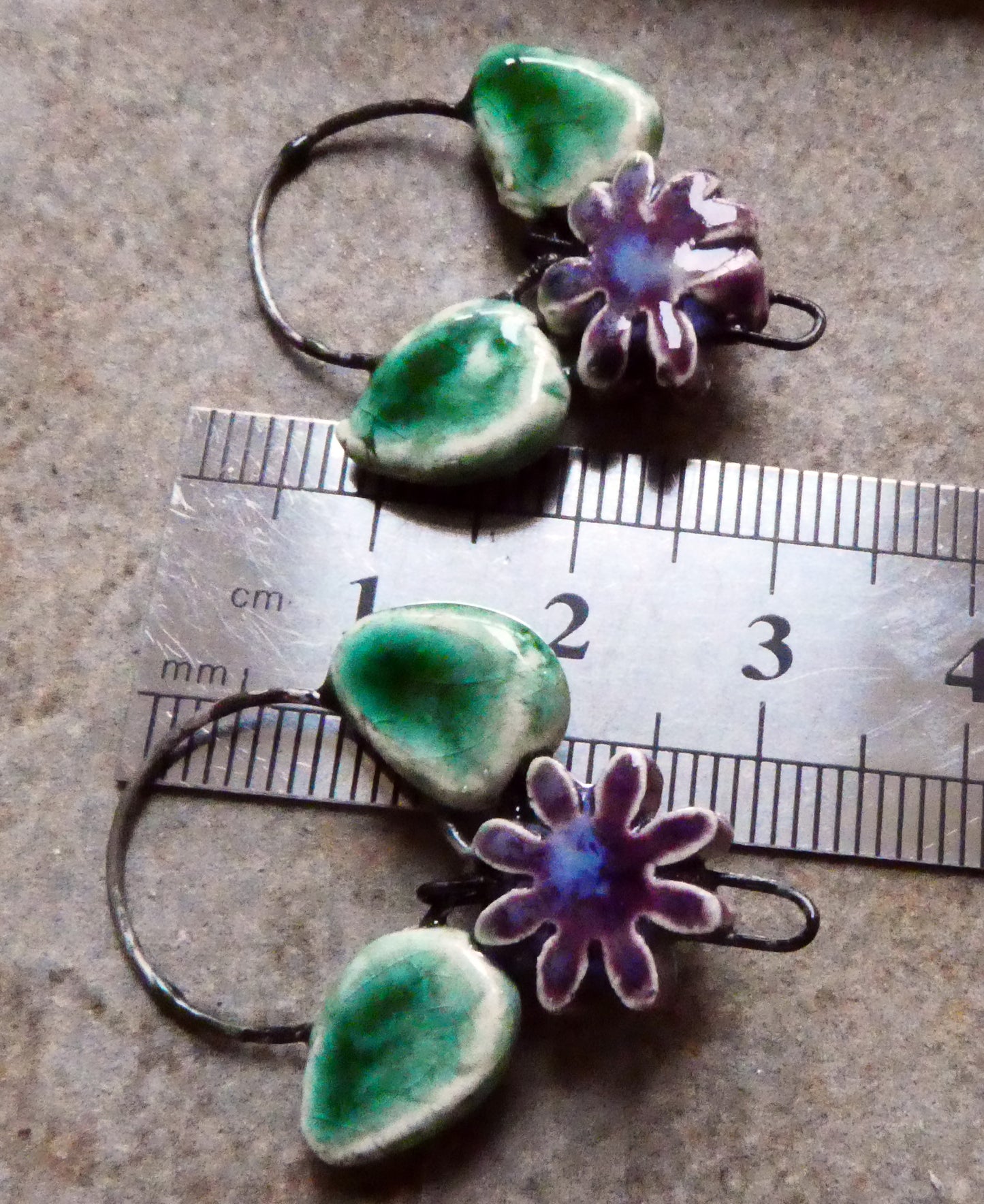 Ceramic Leaf and Flower Hoopy Earring Charms - Royal Fantasy