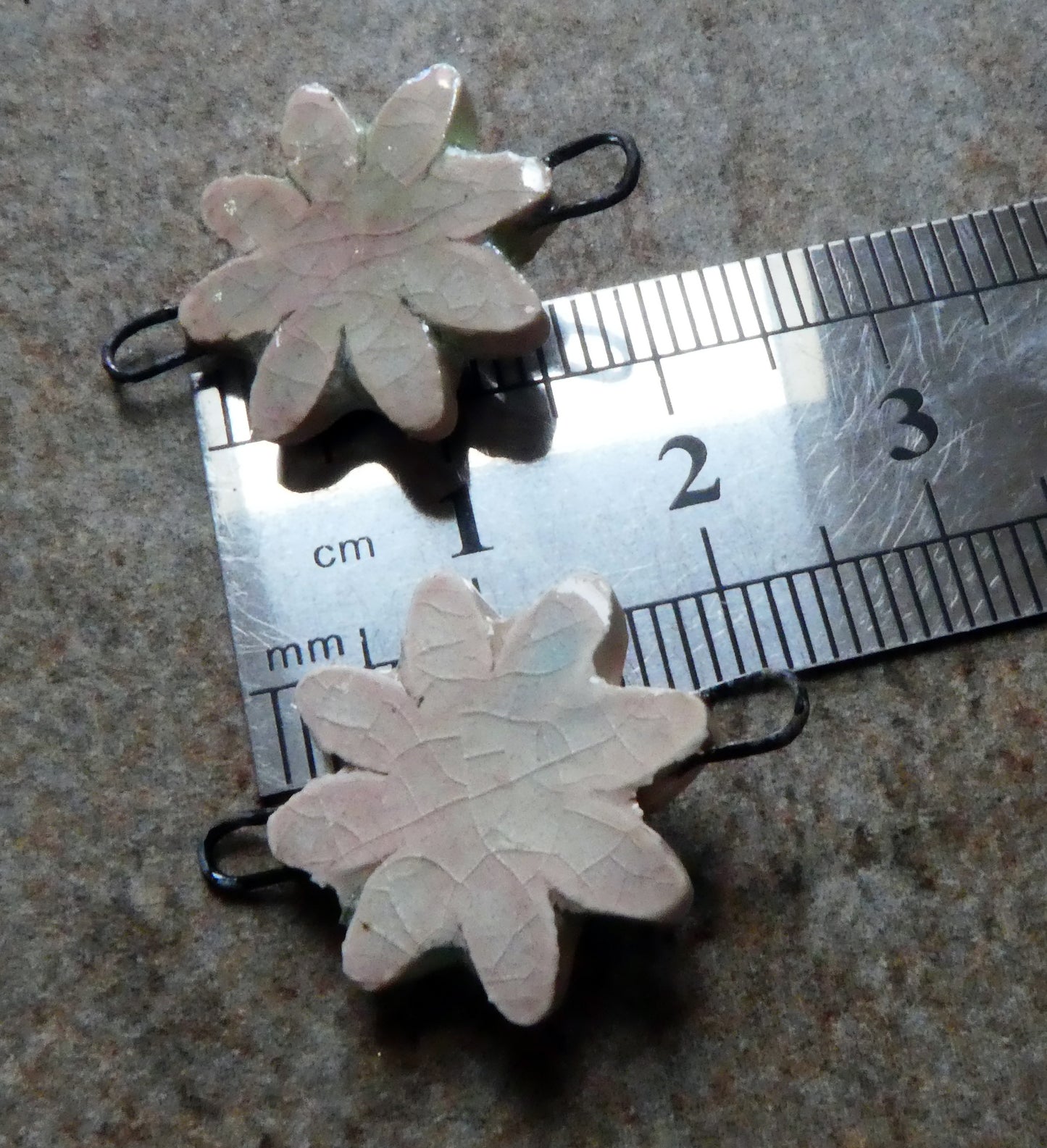 Ceramic Little Flower Earring Connectors - Orchid