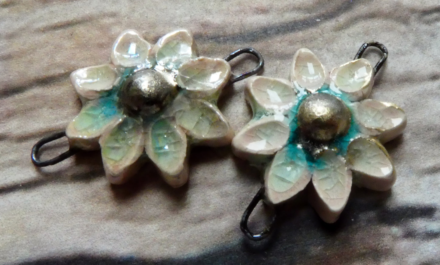 Ceramic Little Flower Earring Connectors - Orchid