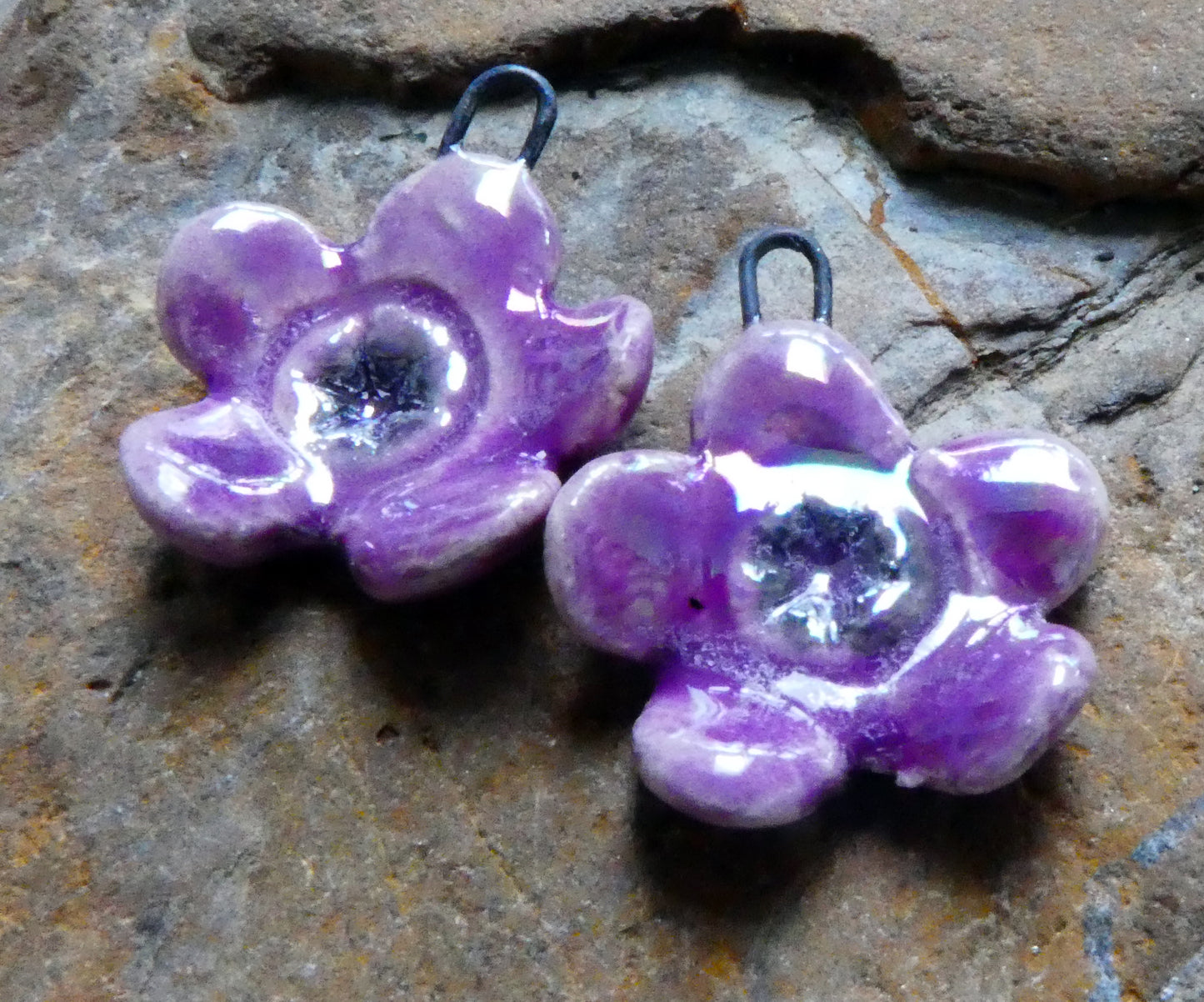 Ceramic Lustrous Cherry Blossom Earring Charms- Grapel