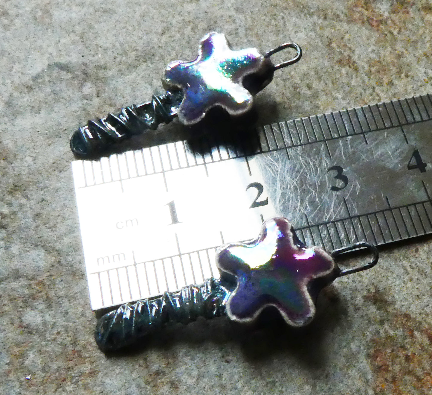 Ceramic Lustrous Wire Wrapped Flower Charms - Royal Fantasy