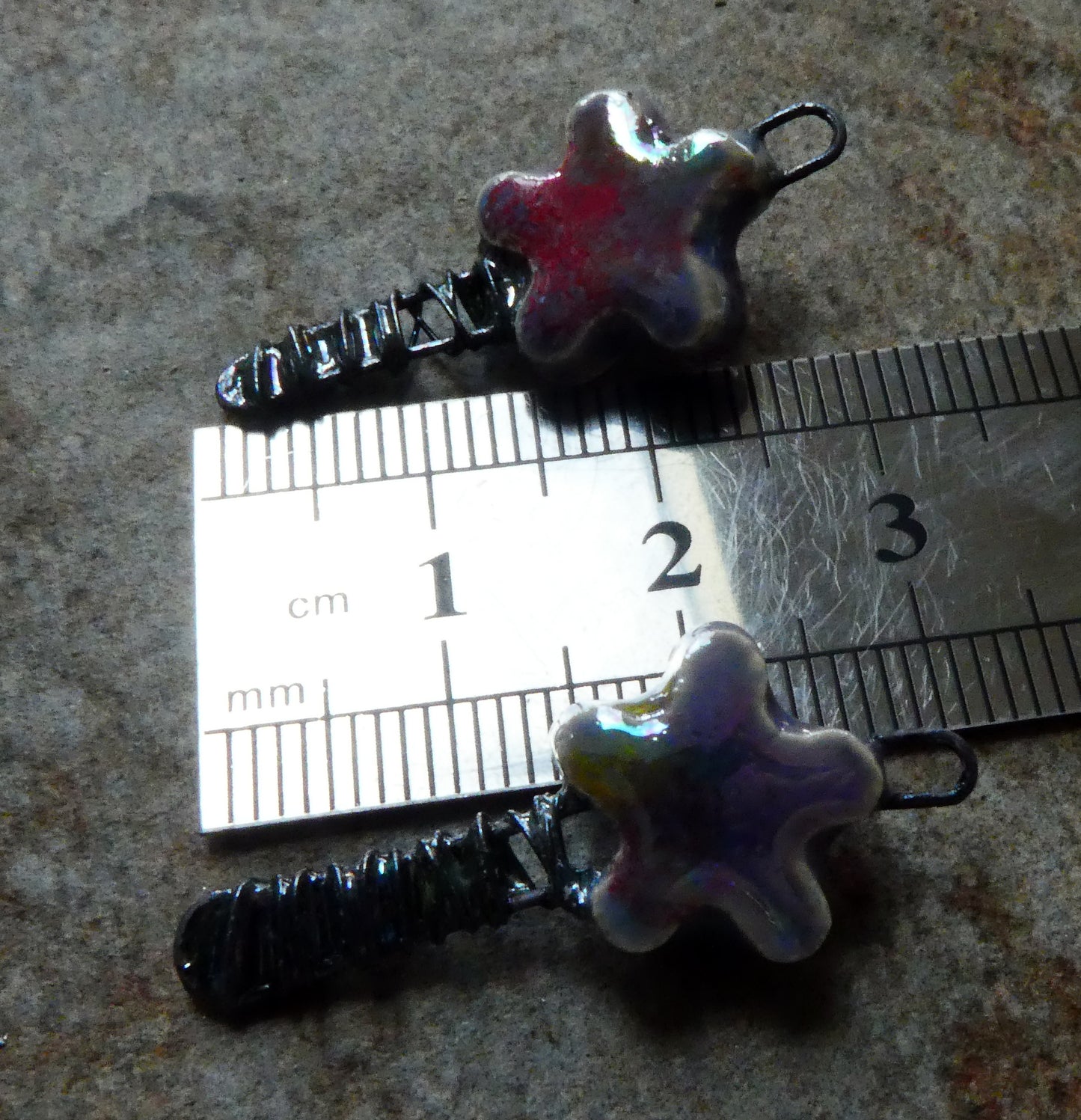 Ceramic Lustrous Wire Wrapped Flower Charms - Floral Fantasy