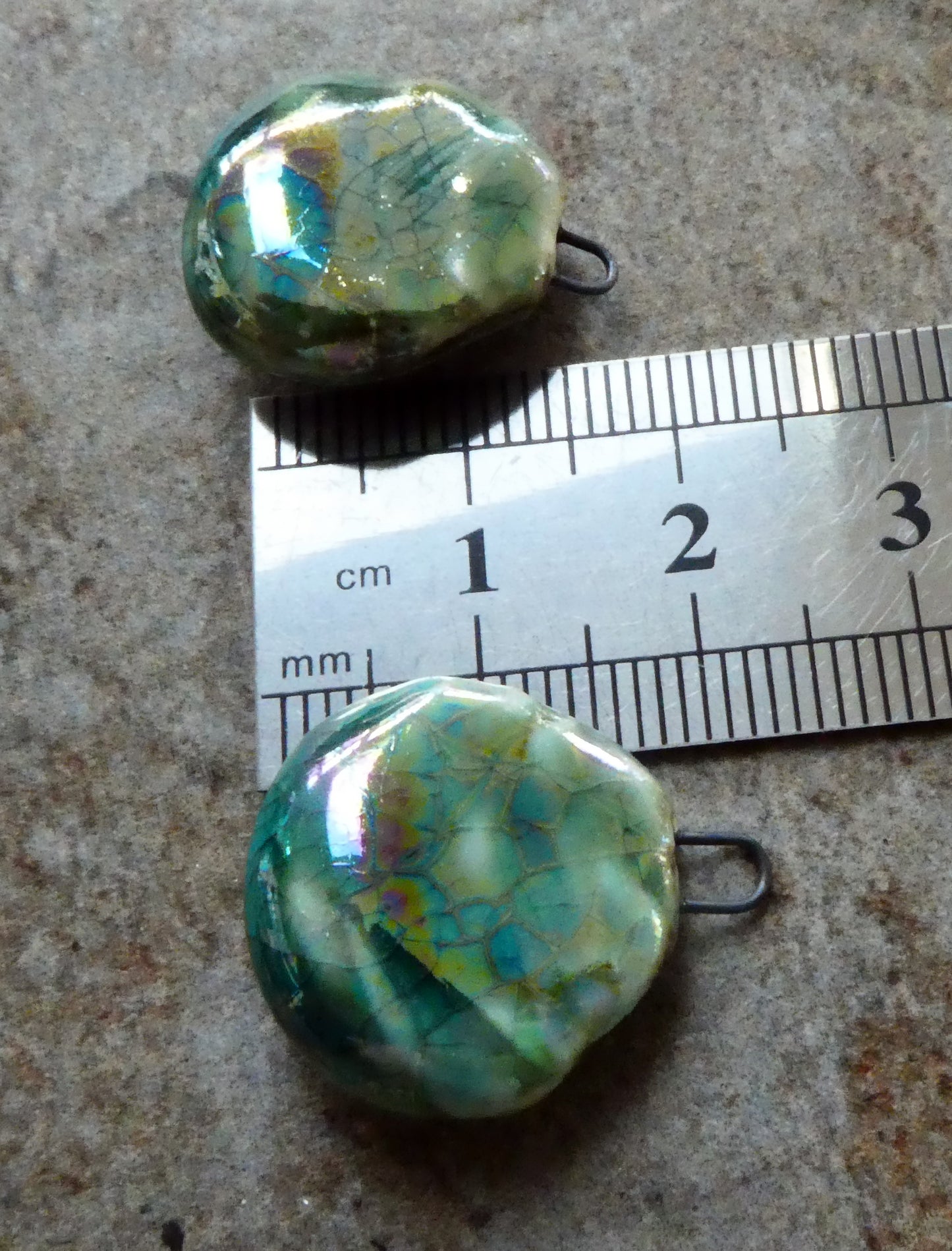 Ceramic Lustrous Layered Oyster Shell Charms -Oriental Blue