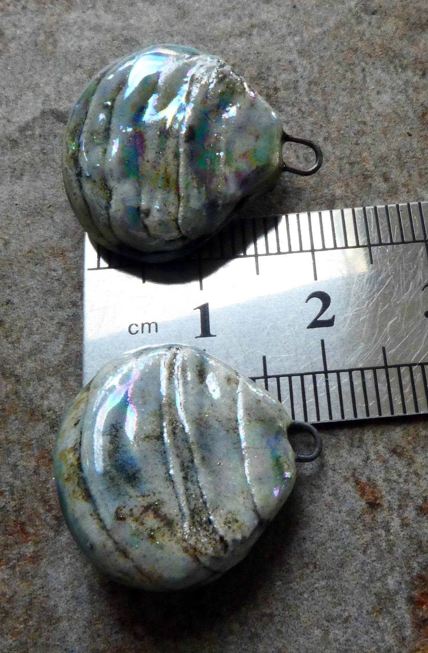 Ceramic Lustrous Layered Oyster Shell Charms -China Sea