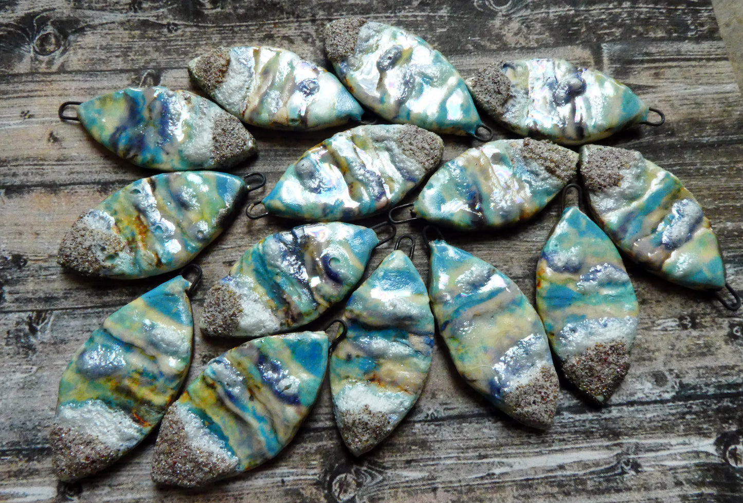Ceramic Lustrous Layered Seascape Charms #2