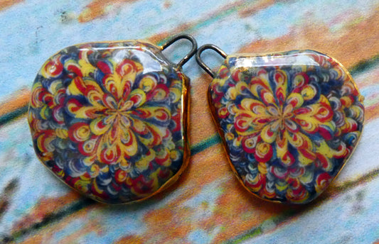 Ceramic 70's Paisley Pattern Decal Charms -#5
