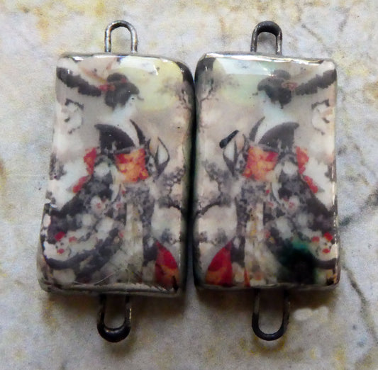 Ceramic Japanese Art Earring Connectors - #5