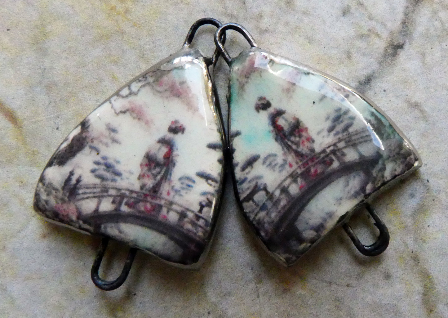 Ceramic Arch Japanese Art Earring Connectors - #2