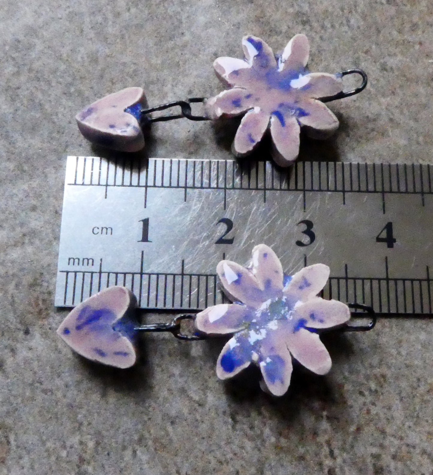 Ceramic Flower and Heart Dangles - Berry Berry Pie