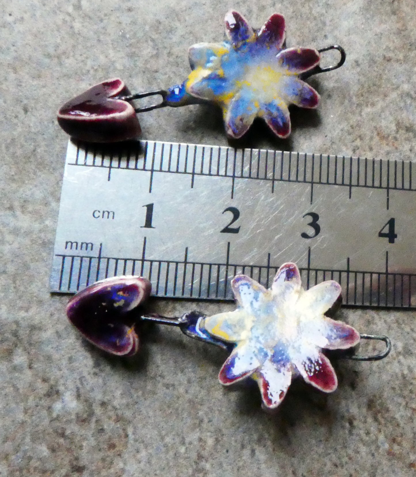 Ceramic Flower and Heart Dangles - Sailors Delight