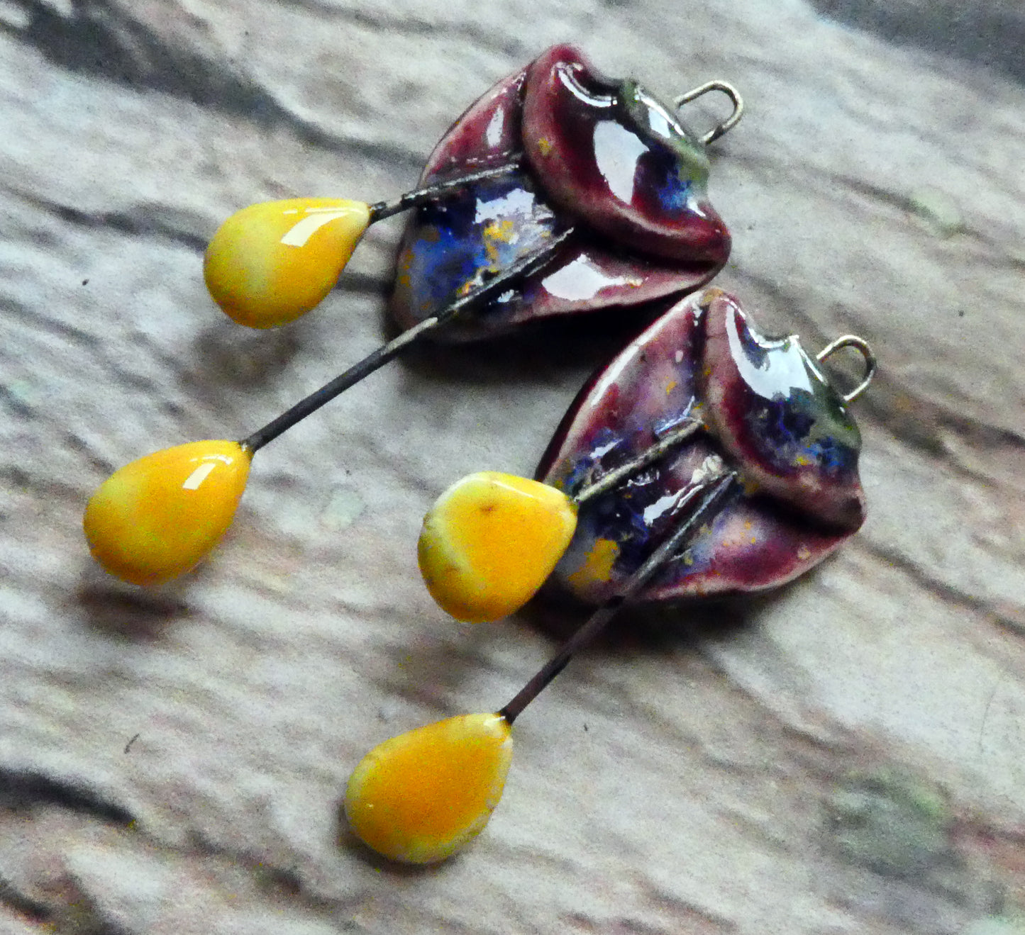 Ceramic Folded Flower Dangles - Sailors Delight