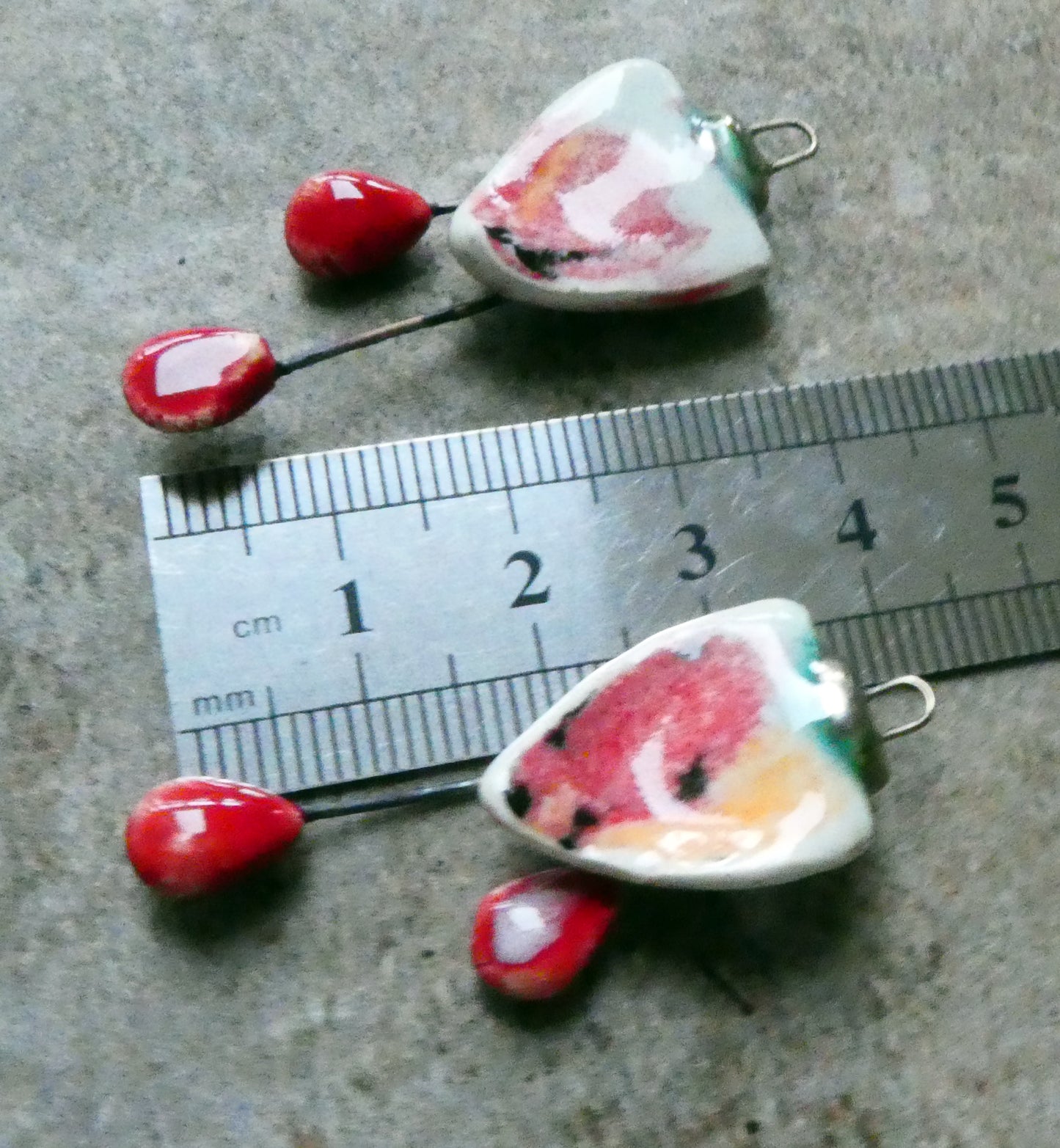 Ceramic Folded Flower Dangles - Poppy Fields