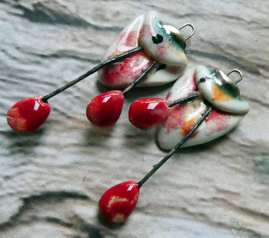 Ceramic Folded Flower Dangles - Poppy Fields