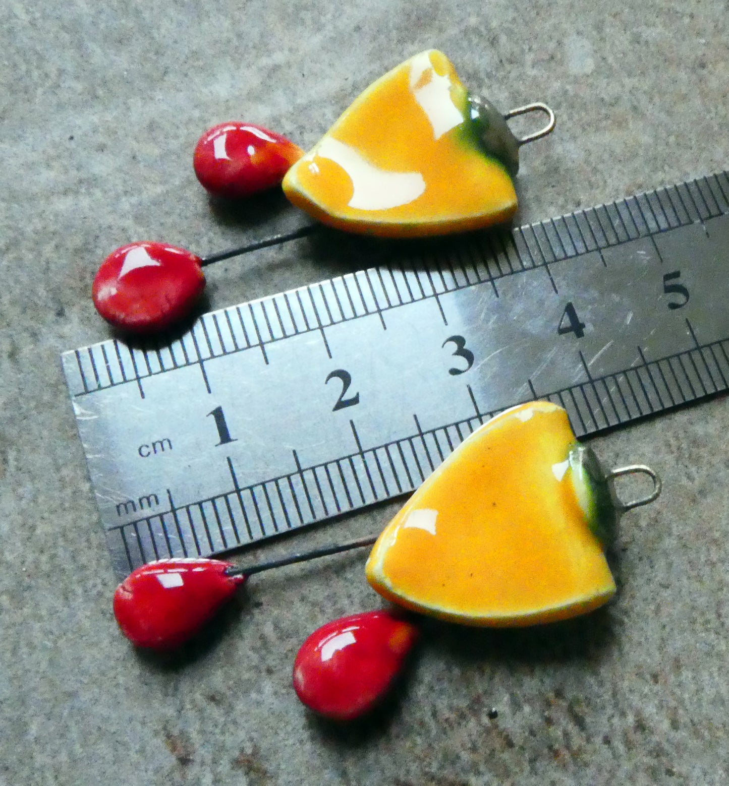 Ceramic Folded Flower Dangles - Yellow