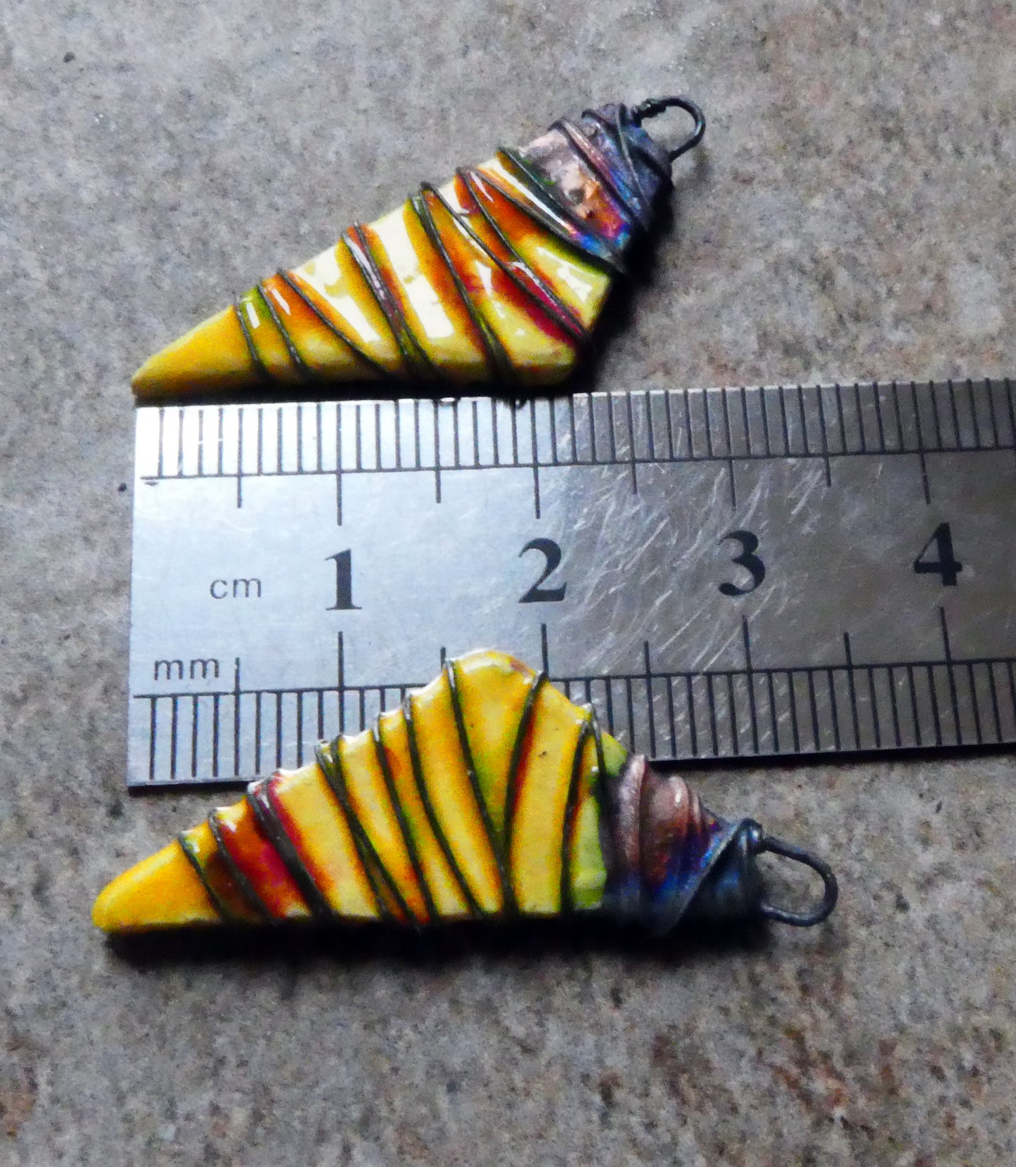 Ceramic Wire Wrapped Stone Cut Charms - Sassy Orange