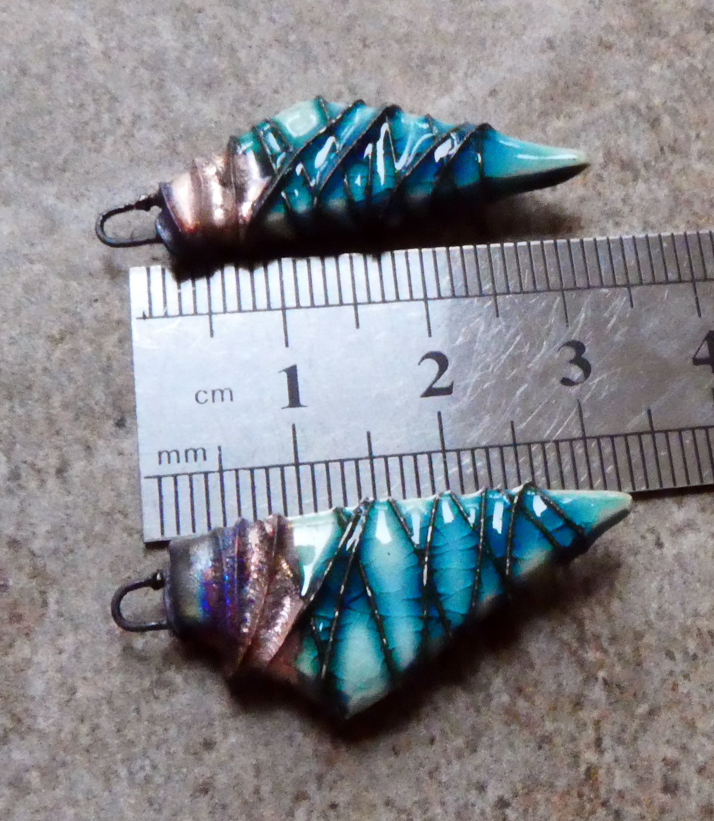 Ceramic Wire Wrapped Stone Cut Charms - Taunton Turquoise