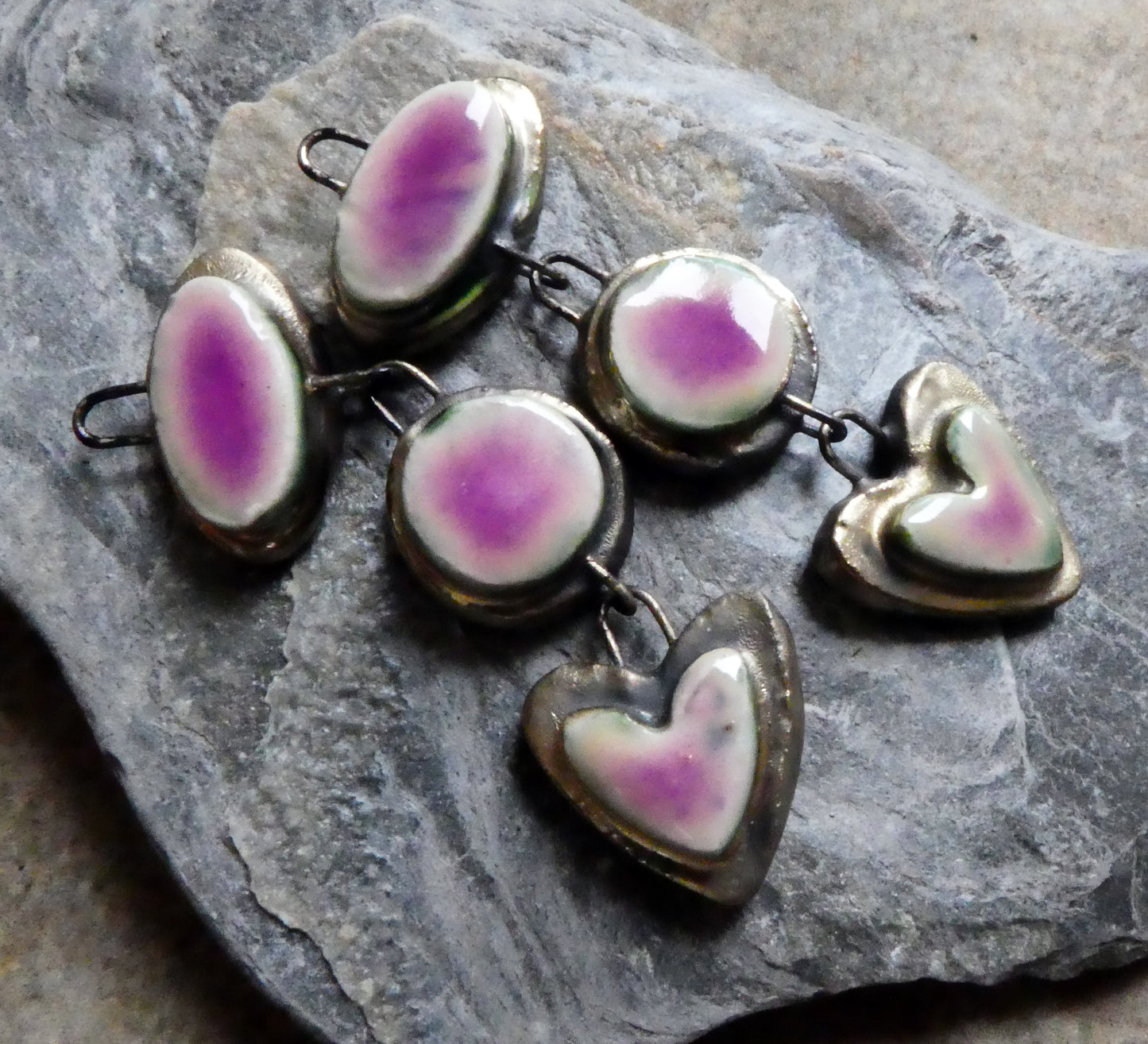 Ceramic Long Moulded Mixed Shape Dangly Charms - Grapel