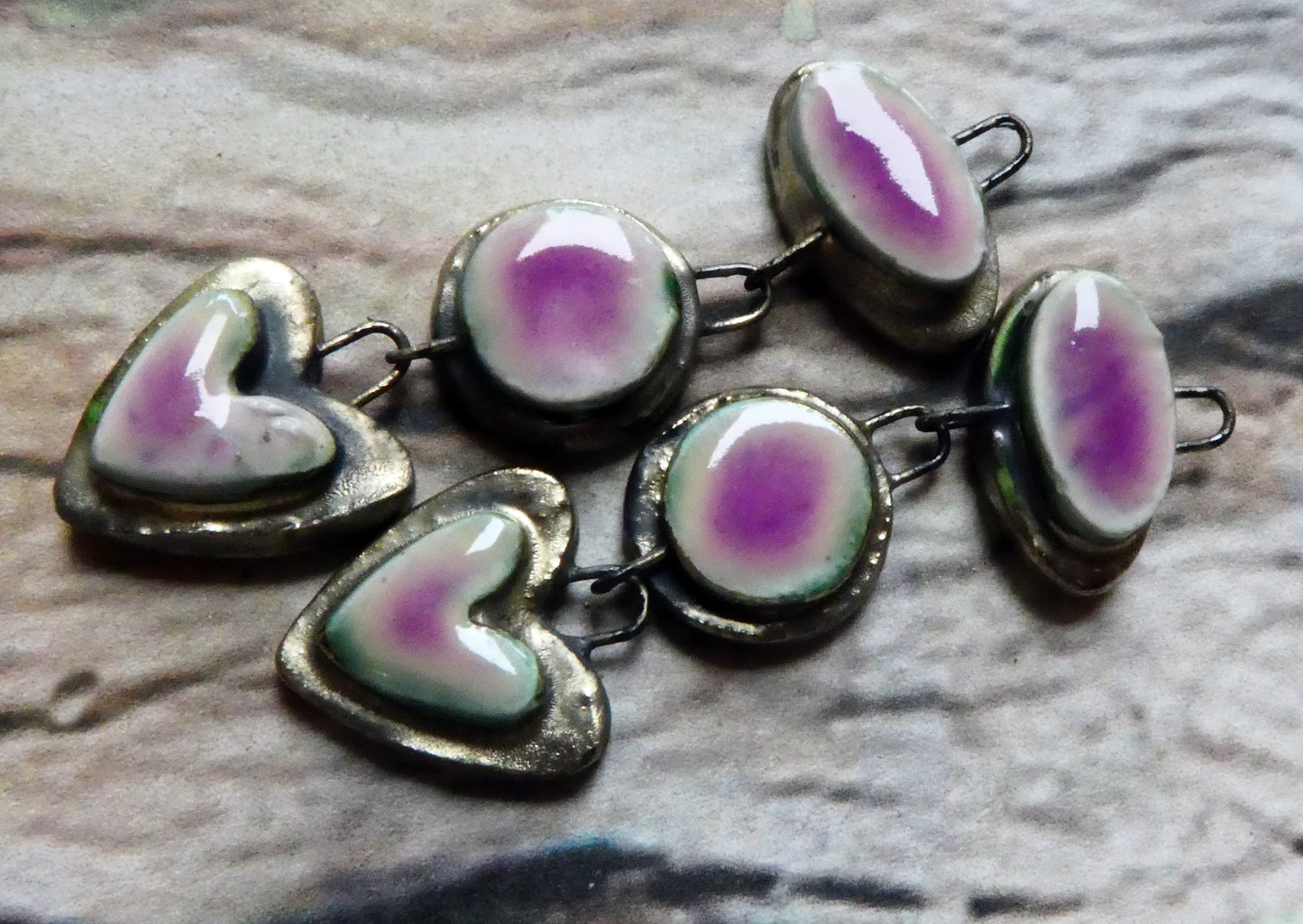 Ceramic Long Moulded Mixed Shape Dangly Charms - Grapel