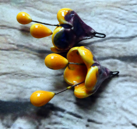 Ceramic Fuchsia Flower Earring Charms - Royal Fantasy