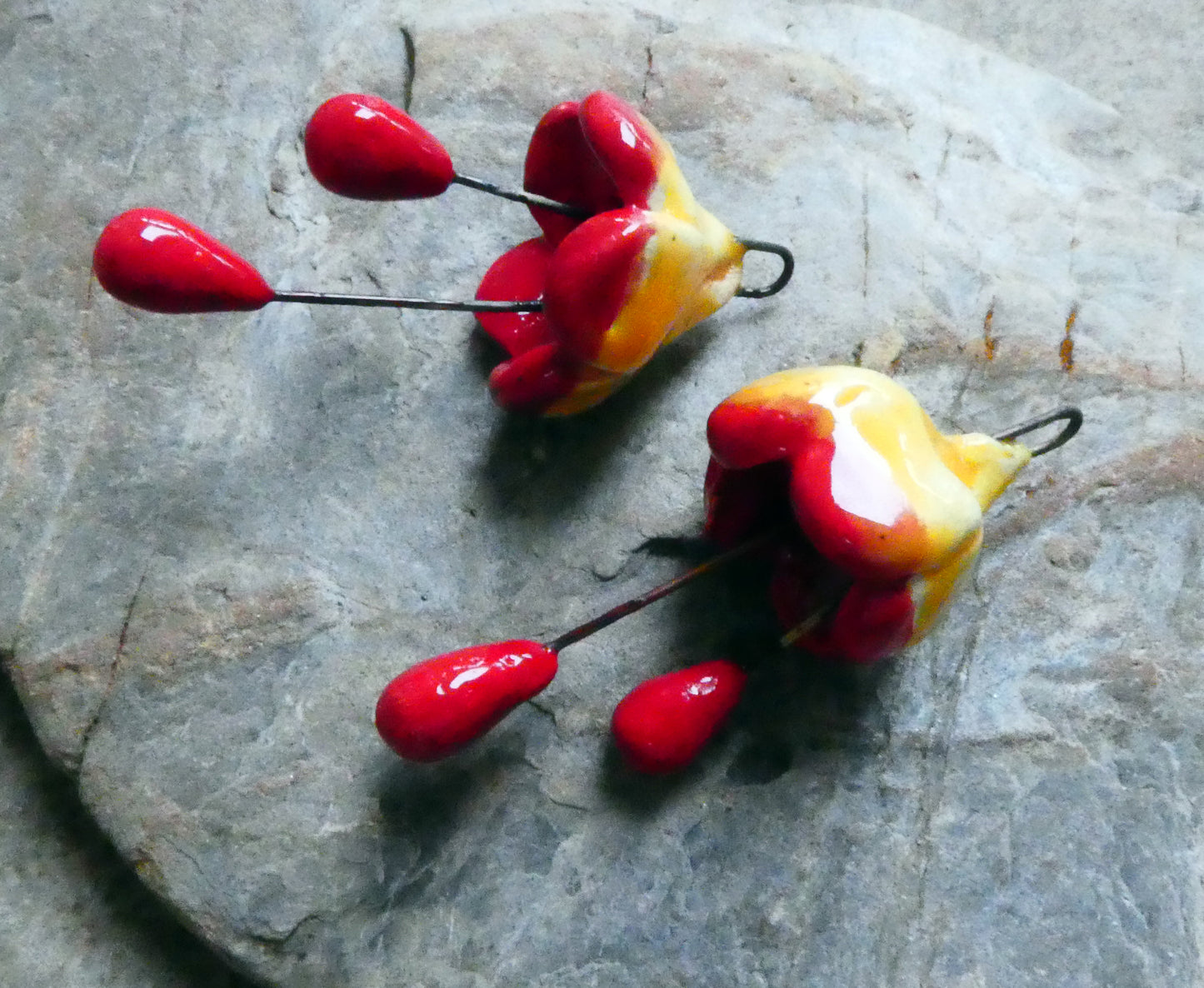 Ceramic Fuchsia Flower Earring Charms - Yellow