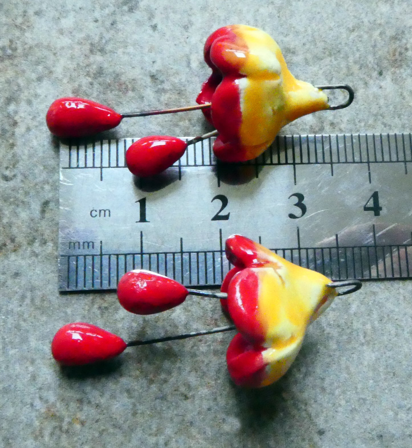 Ceramic Fuchsia Flower Earring Charms - Yellow