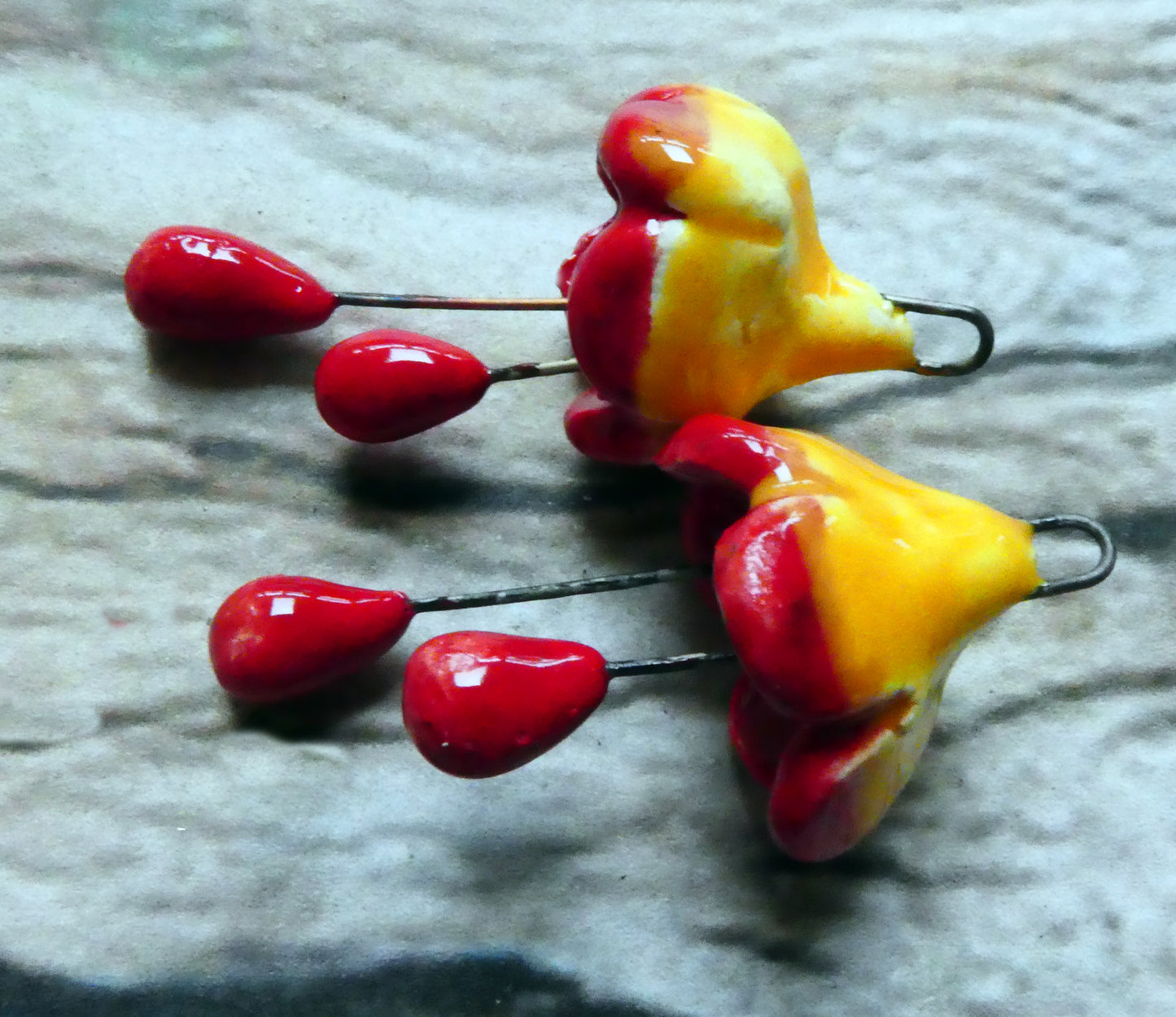 Ceramic Fuchsia Flower Earring Charms - Yellow