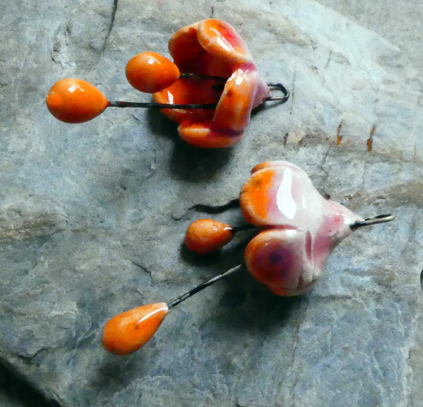 Ceramic Fuchsia Flower Earring Charms - Berry Tart