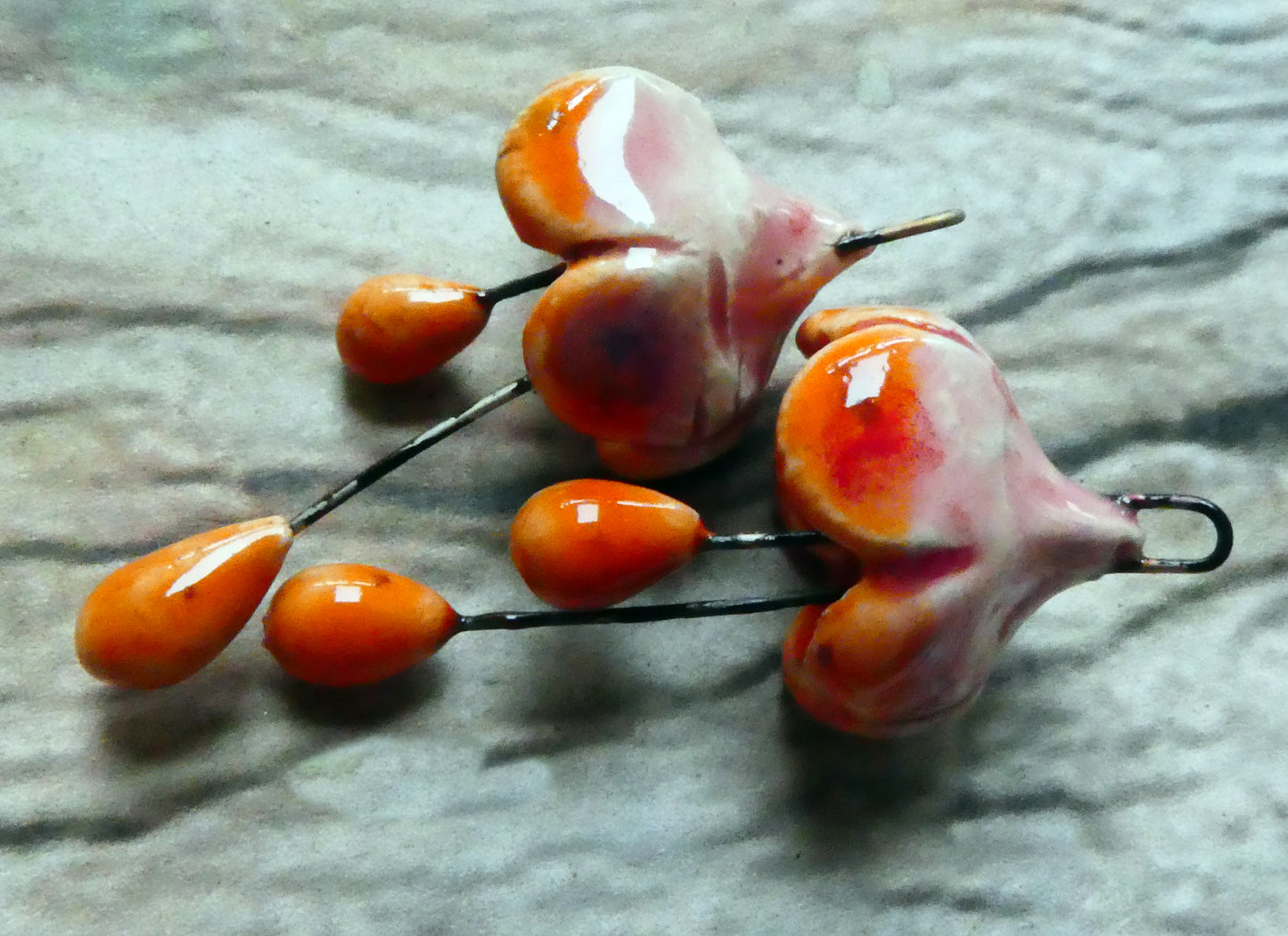 Ceramic Fuchsia Flower Earring Charms - Berry Tart