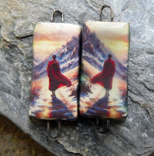 Ceramic Thai Art Earring Connectors - #7