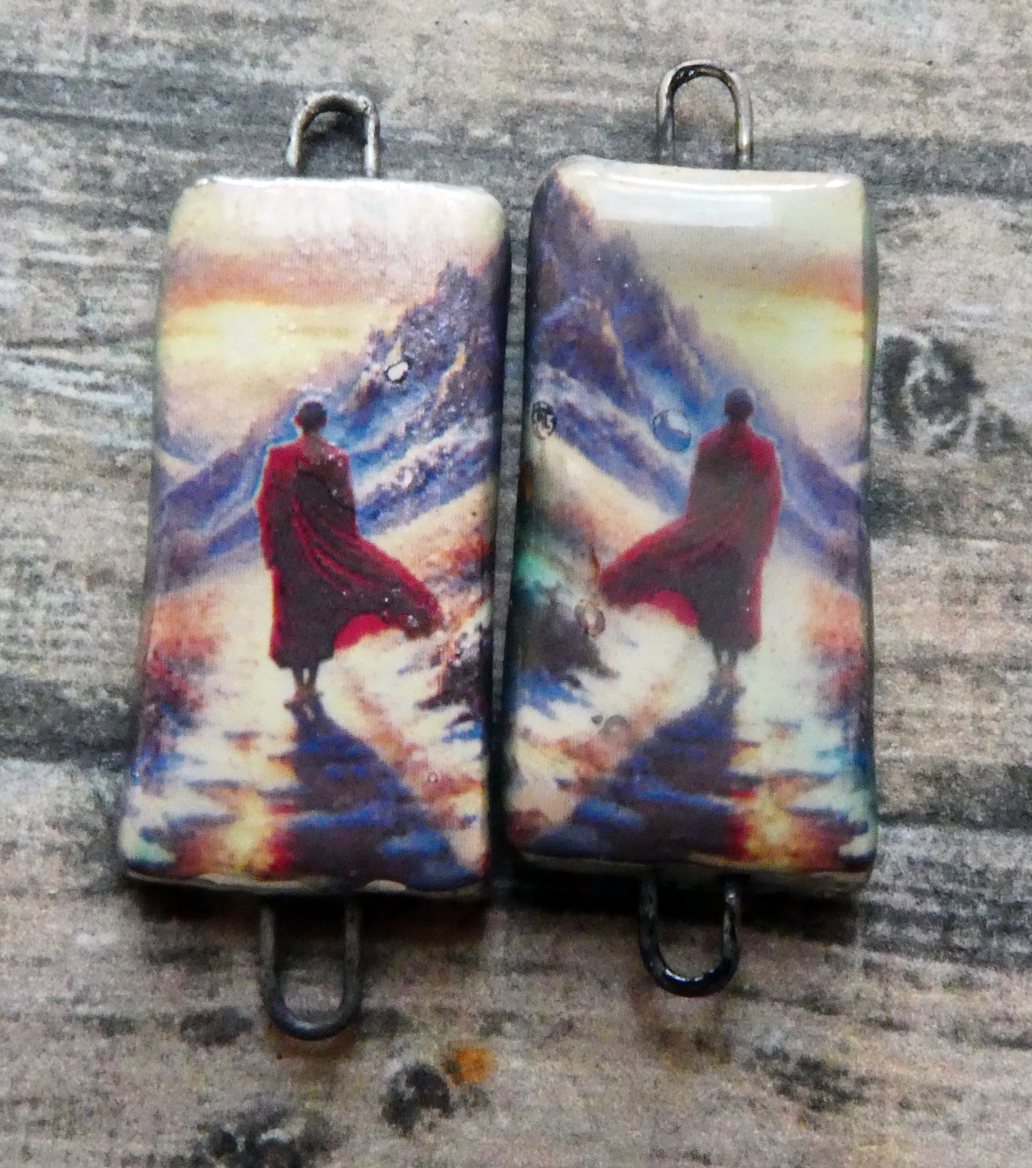Ceramic Thai Art Earring Connectors - #7