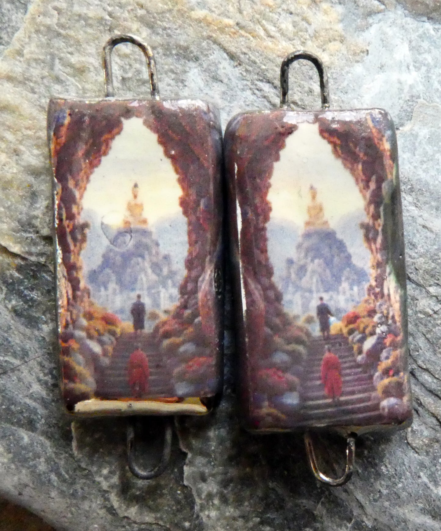Ceramic Thai Art Earring Connectors - #8